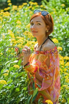 Woman among the flowers