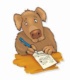 dog writing a letter