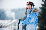 Portrait of a woman at a ski resort