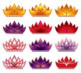 Fire flower icons set.