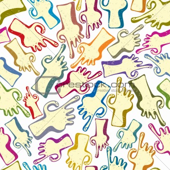 Finger pointing hands seamless pattern.