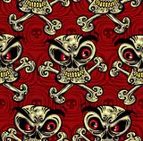 Crazy skulls seamless pattern.