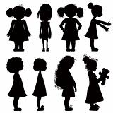 Little girls silhouettes set.