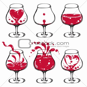 Wineglass illustrations set.