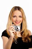 Pretty girl holding a camera