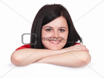 Young woman with blank
