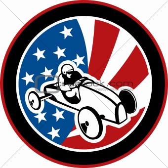 american Soap box derby car with stars and stripes