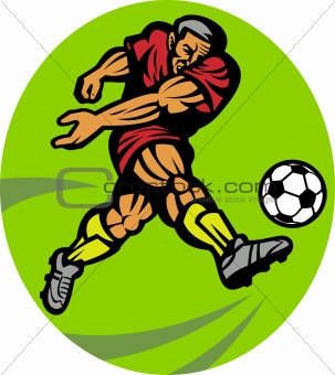 Soccer player kicking the ball 
