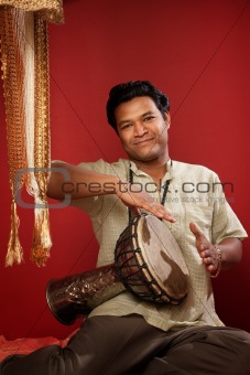 Indian Man Playing Tabla 