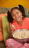 Overjoyed Little Girl With Popcorn