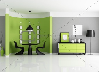 modern green dining room