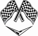 metallic racing checkered flag crossed