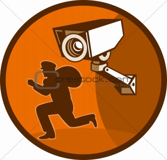 Security surveillance camera burglar thief running