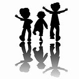 kids silhouettes isolated on white background