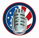Microphone with american stars and stripes flag