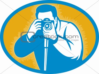 Photographer with dslr camera shooting front