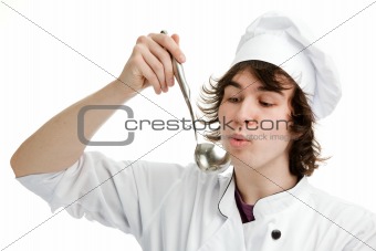 Chef with ladle