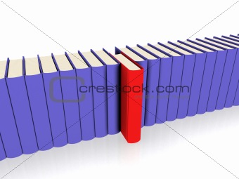 Books in a line - perspective