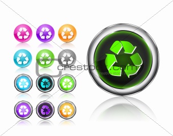 Icons Set with recycle sign silhouette