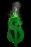 Dollar in green Fire