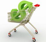 The cart from supermarket with dollar sign