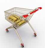 The store cart with gold 