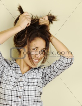 Young Woman Holding Up Her Hair