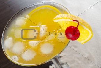 Orange Cocktail with Ice Cubes