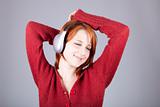 Girl with modern headphones.