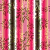 Pink-green floral seamless striped pattern