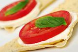 Appetizer: Tomato, Mozzarella and Basil on Crocantini