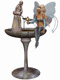 a fairy at the fountain
