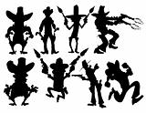 Set of cowboy silhouettes