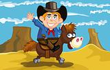 Cartoon cowboy on a horse