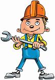 Cartoon plumber holding a tool