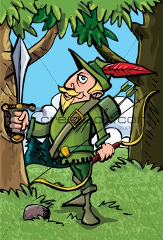 Cartoon Robin Hood in the woods
