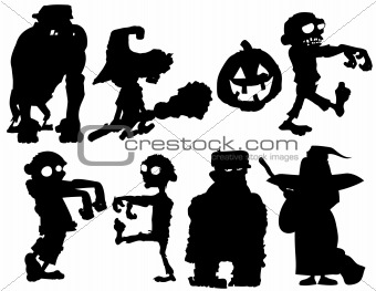 Silhouette set of Halloween characters