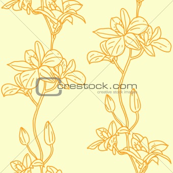 Vector seamless background with orchids