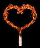 Burned match in shape of heart
