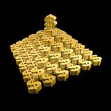 Image of Golden 3D Pyramid of Dollar
