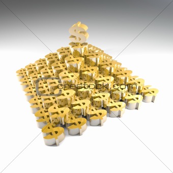 Image of Golden 3D Pyramid of Dollar