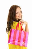 happy woman with shopping bag