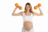 pregnant women involved in fitness oranges