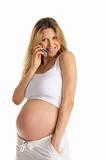 happy pregnant woman with mobile phone