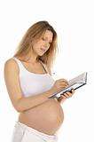 pregnant woman down in a notebook