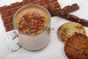 Hot Chocolate with Cookies and Chocolate (Selective Focus) 