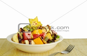Fruit Salad with Chocolate Sauce
