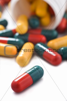 Yellow red and green capsules