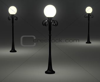 3d old fashioned lamp posts
