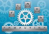 Cloud computing abstract illustration with gear wheels